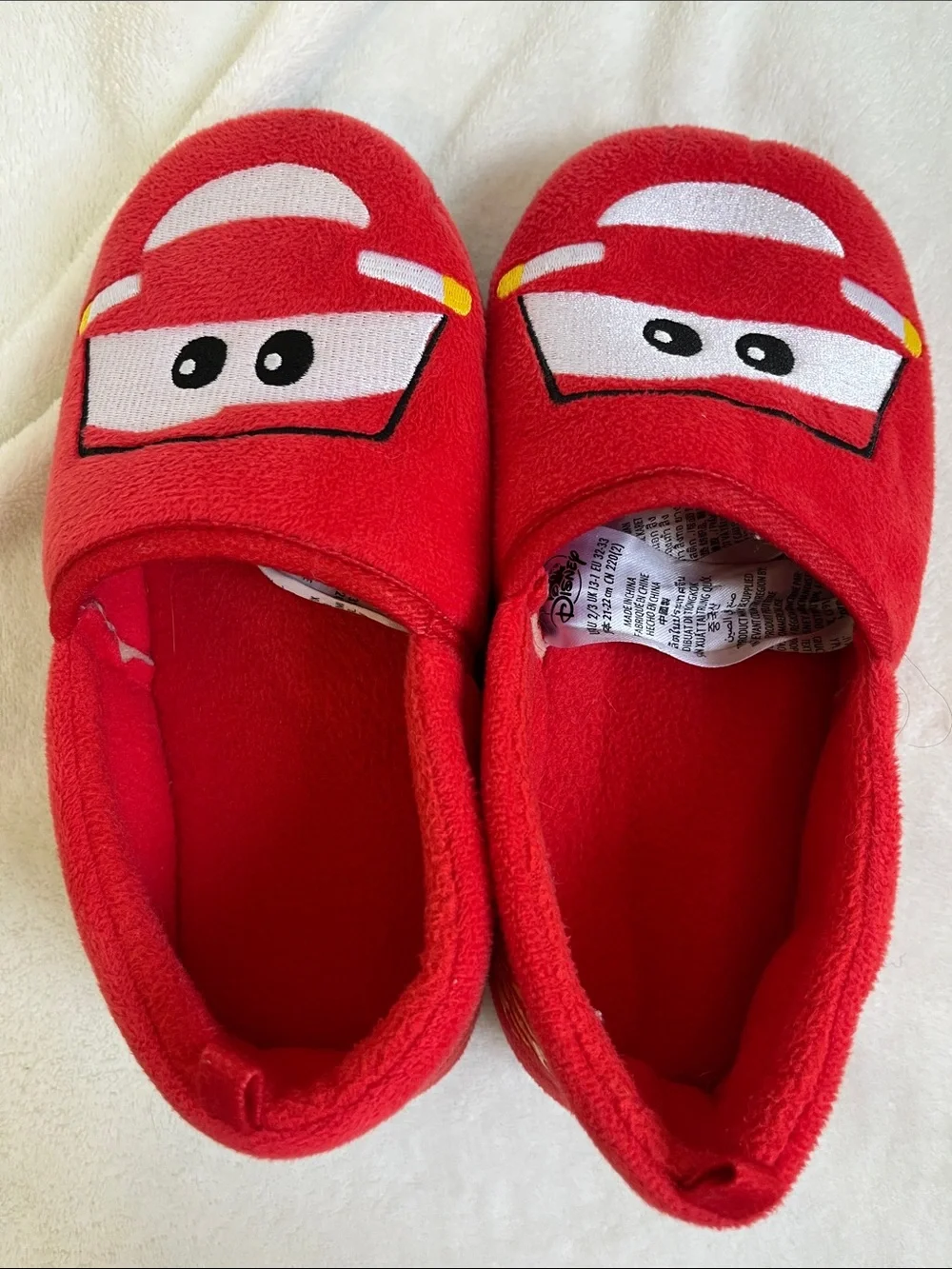 Disney Pixar Car's Lightening McQueen Soft Slippers Size Big Kid 2/3